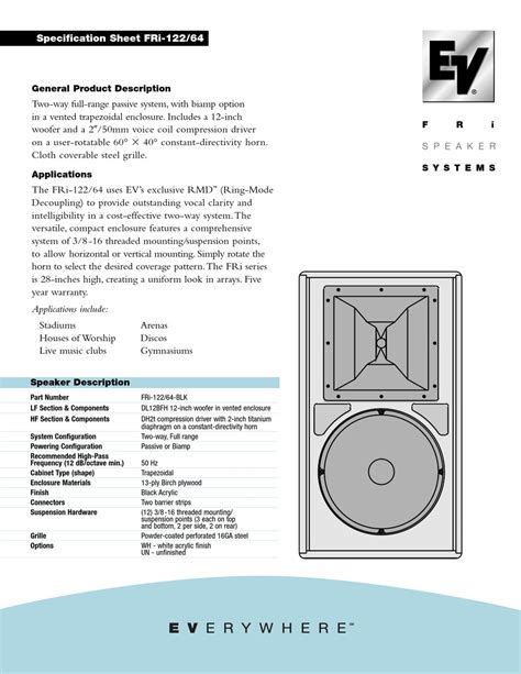 Electro-Voice FRi+122/66 Manual pdf manual